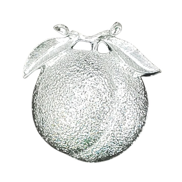 Sarah Coventry Jewelry - Vintage Sarah Coventry Peach Fruit Silver Tone Textured Brooch Pin